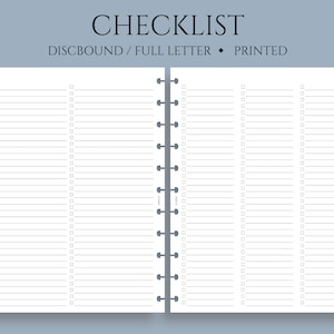 Checklist, To Do List, Task Tracker Planner Inserts ~ Full Letter Size Discbound / 8.5&quot; x 11&quot;