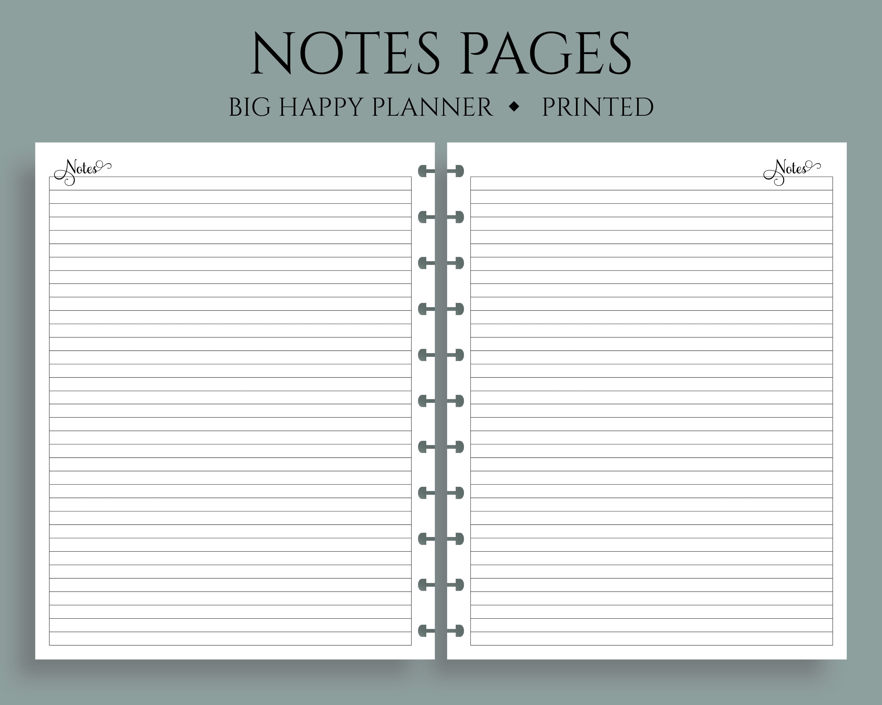 Notes Pages Lined Paper Planner Inserts Medium Ruled Etsy