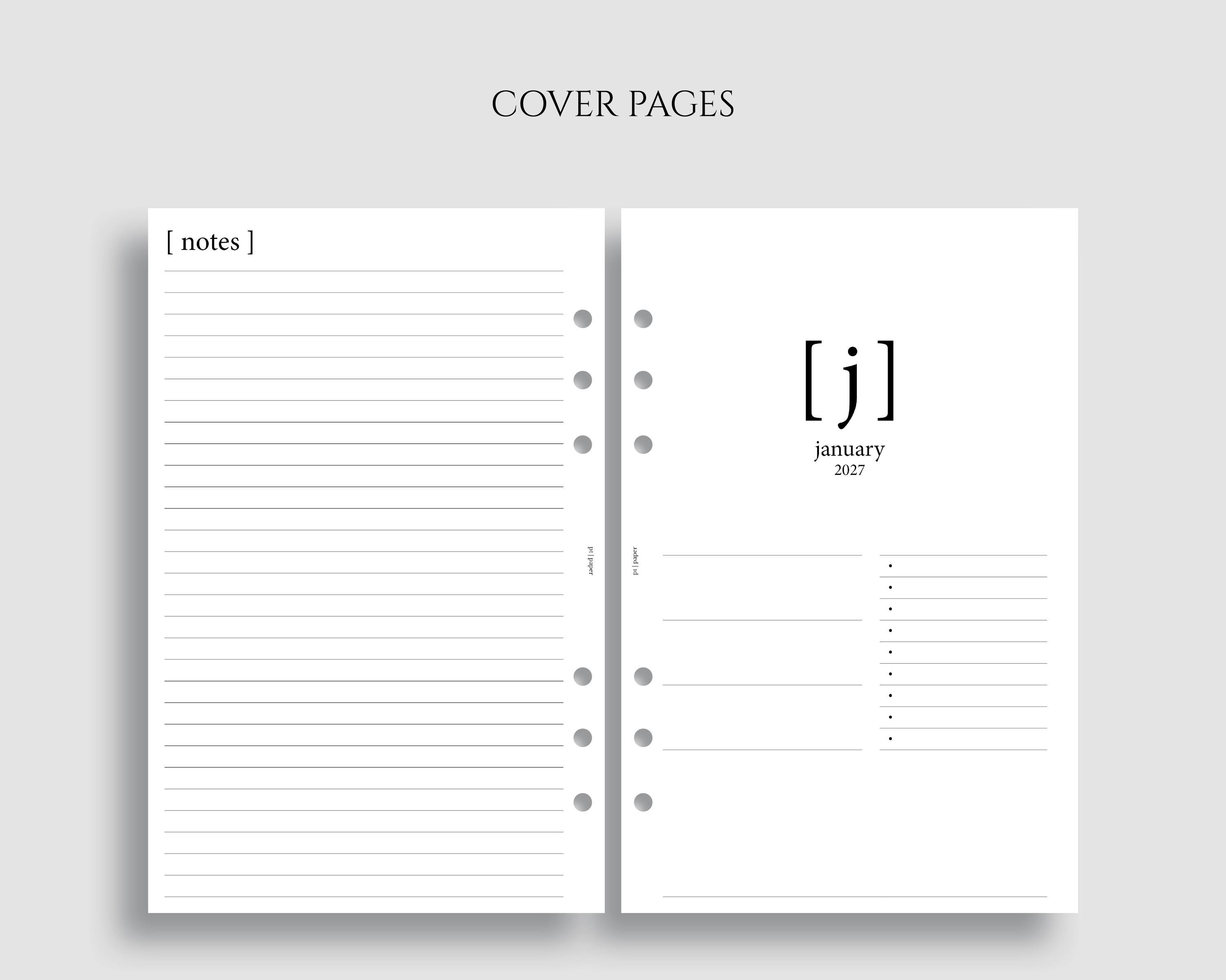 Dated Monthly Calendar Planner Inserts, A5 6-ring Punch, Half Letter ...