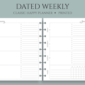 Dated Weekly Planner Inserts, Classic Happy Planner, Horizontal Layout, Daily To Do List, Weekly Habit Tracker, WO2P ~ 7" x 9.25" zdjęcie 1