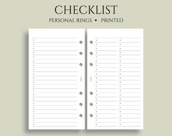 Checklist, To Do List, Task Tracker Planner Inserts, Minimal Style, Functional ~ Personal Rings / 3.75" x 6.75"