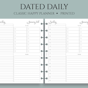 Dated Daily Planner Inserts, Classic Happy Planner, Hourly Schedule, Time Blocking, To-Do List, Lined Notes, DO1P ~ 7" x 9.25"