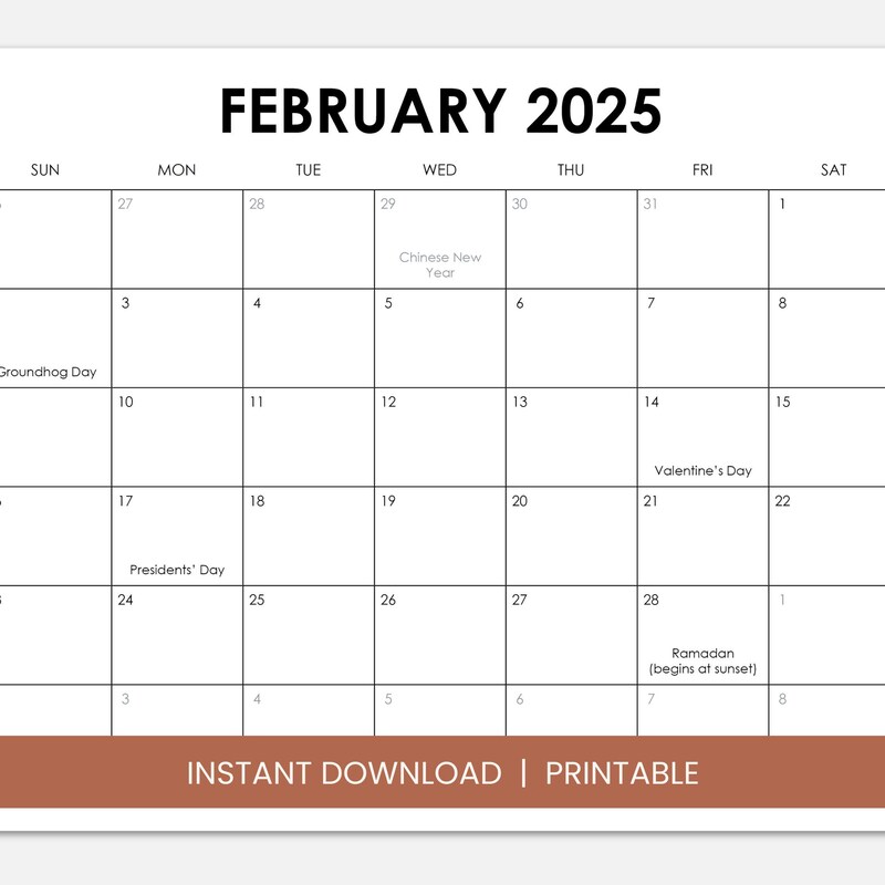 Feb 2025 Print Etsy