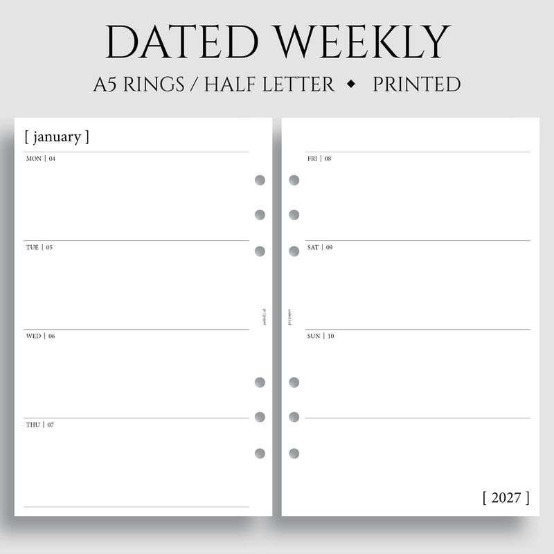 A5 3 Hole Daily Planner - Etsy