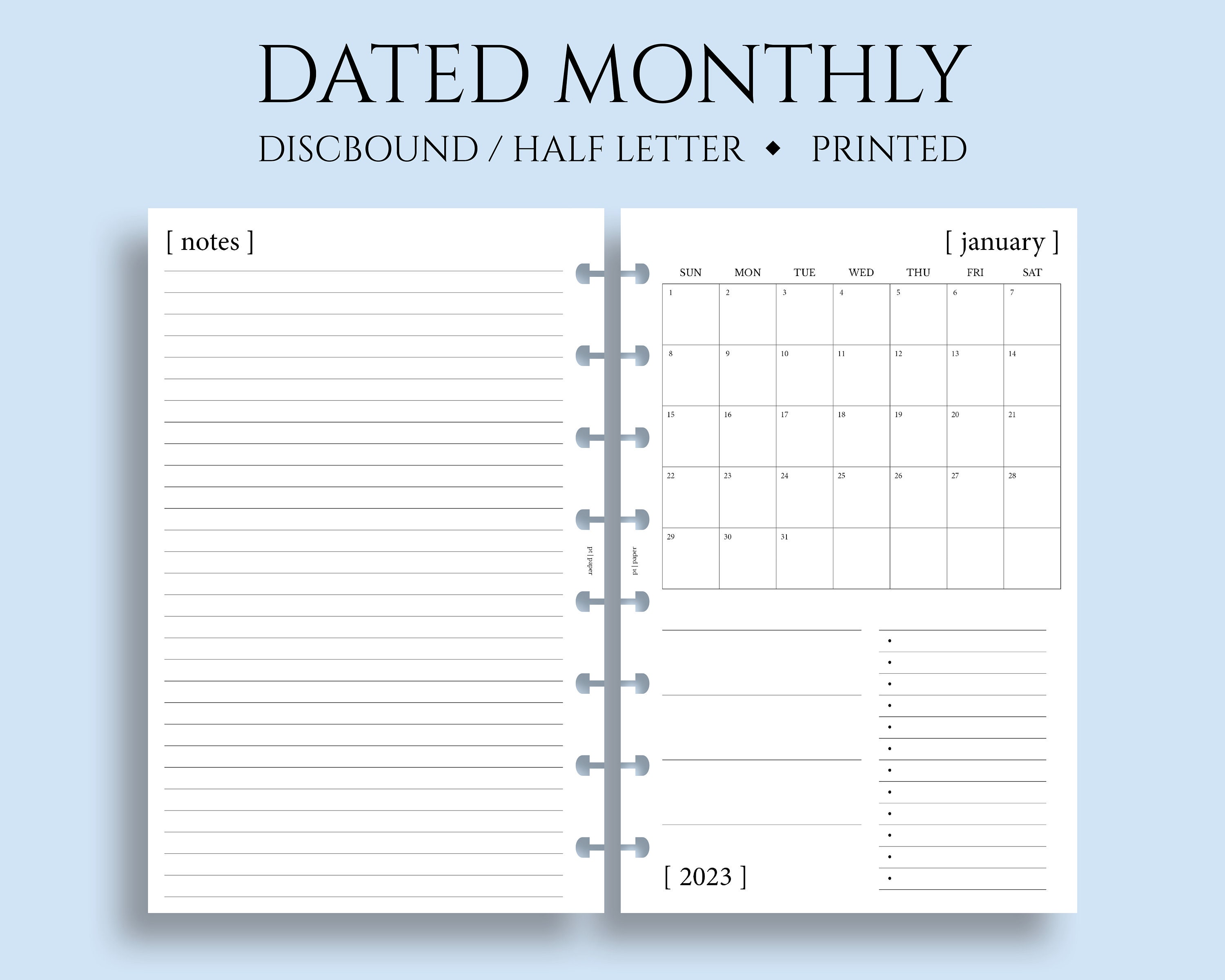 2024 MO1P Month On One Page Dated Planner Insert Refill, MAY PAPER CO.