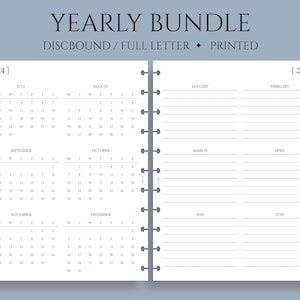 Yearly Calendar Bundle, Year-at-a-Glance, Important Dates, Minimal, Functional Full Letter Size Discbound / 8.5 x 11 image 1