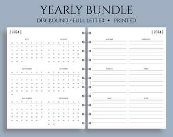 Yearly Calendar Bundle, Year-at-a-Glance, Important Dates, Minimal, Functional ~ Full Letter Size Discbound / 8.5" x 11"