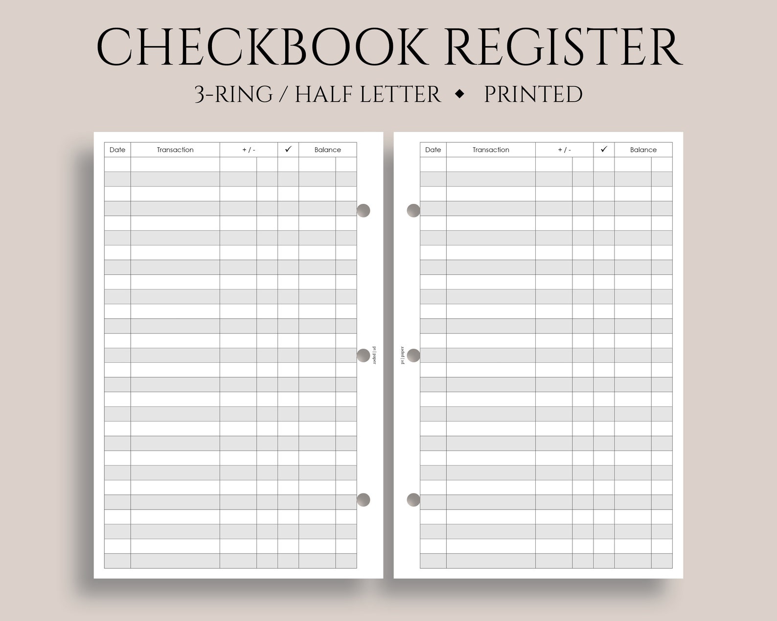 Checkbook Register Inserts Check Transaction Register Pages Etsy