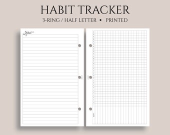 Monthly Habit Tracker Planner Inserts ~ Half Letter Size 3-Ring / 5.5" x 8.5"
