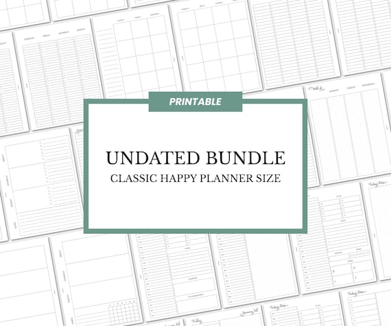 Undated Printable Bundle, Classic Happy Planner Size, Undated Daily, Weekly, Monthly Pages ~ 7 x 9.25