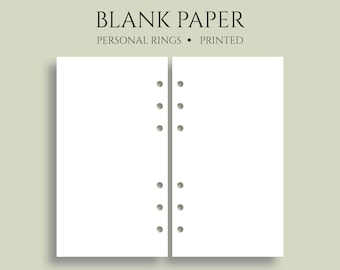 Blank Paper Inserts, 6-Ring Personal Size, Plain Filler Paper ~ 3.75" x 6.75"