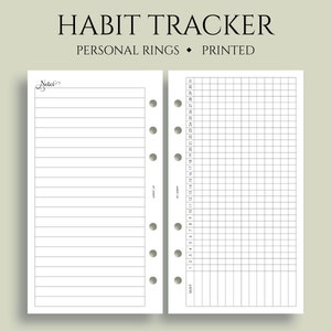 Monthly Habit Tracker Planner Inserts, Track Daily Habits for Each Month ~ Personal Rings / 3.75" x 6.75"