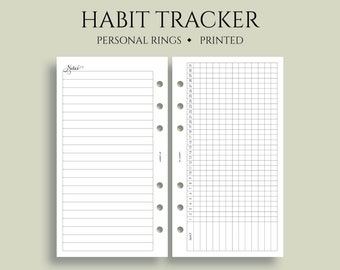 Monthly Habit Tracker Planner Inserts, 6-Ring Personal Size, Track Daily Habits for Each Month ~ 3.75" x 6.75"