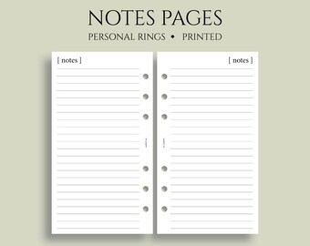 Notes Pages, Lined Paper Planner Inserts, Minimal Style, Functional ~ Personal Rings / 3.75" x 6.75"