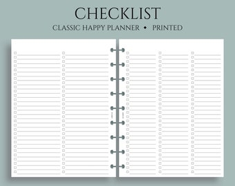 Checklist, To Do List, Task Tracker Planner Inserts ~ Classic Happy Planner / 7" x 9.25" Discbound