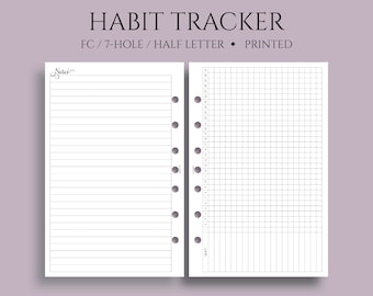 Monthly Habit Tracker Planner Inserts ~ FC Classic 7-Hole, Half Letter Size / 5.5" x 8.5"