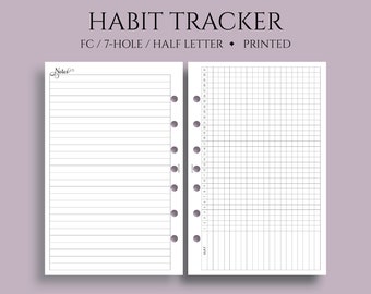 Monthly Habit Tracker Planner Inserts ~ FC Classic 7-Hole, Half Letter Size / 5.5" x 8.5"