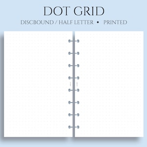 Dot Grid Inserts, Dotted Filler Paper, Bullet Journal Pages ~ Junior Half Letter Size Discbound / 5.5&quot; x 8.5&quot;