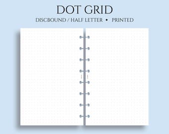 Dot Grid Inserts, Dotted Filler Paper, Bullet Journal Pages ~ Junior Half Letter Size Discbound / 5.5&quot; x 8.5&quot;