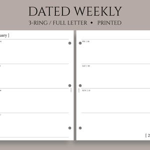 May include: A dated weekly planner insert with the text "DATED WEEKLY" at the top. The insert is for a 3-ring binder and is printed on white paper. The days of the week are listed with space for notes. The year 2027 is at the bottom.