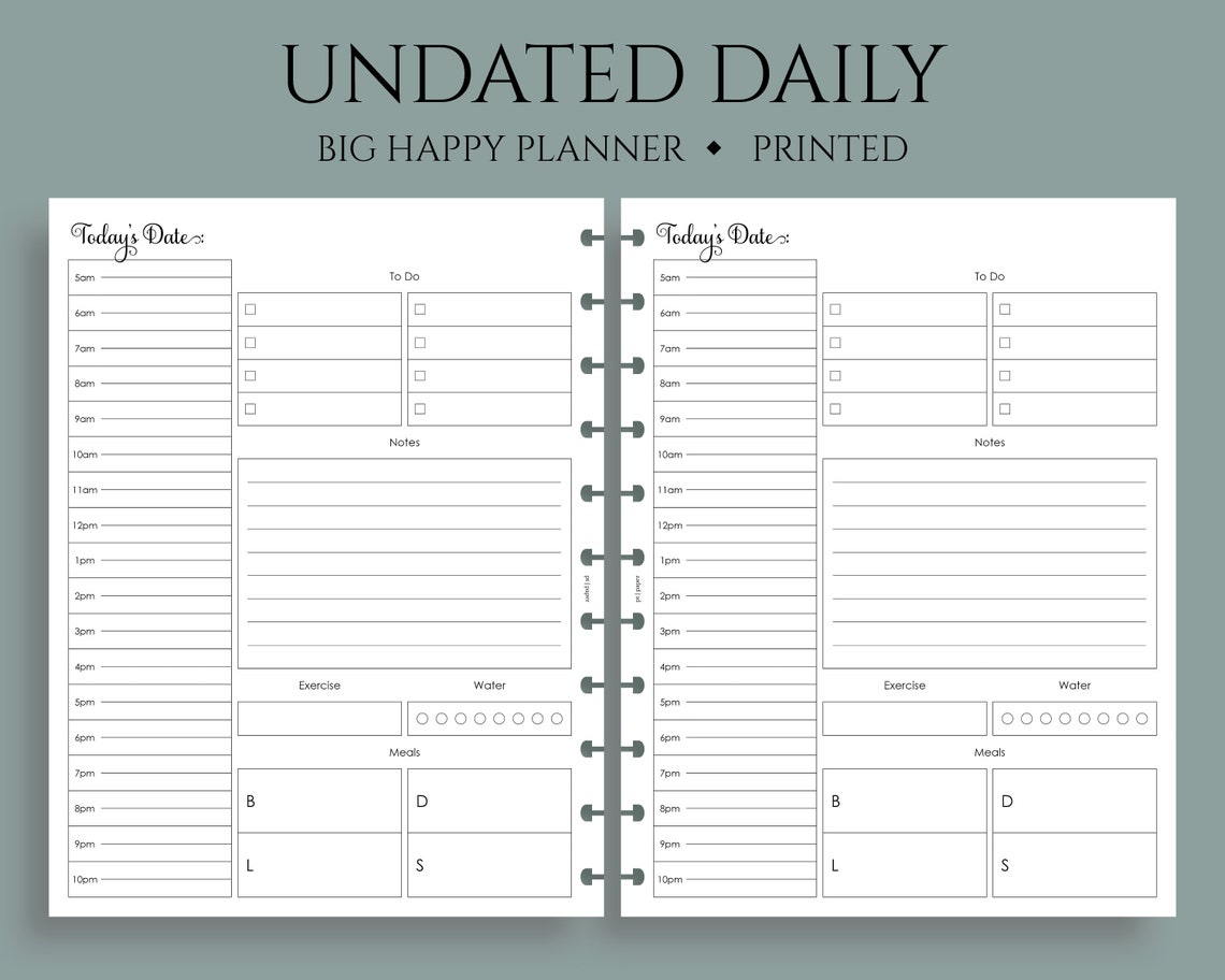 Undated Daily Planner Inserts Schedule Time Blocking Etsy