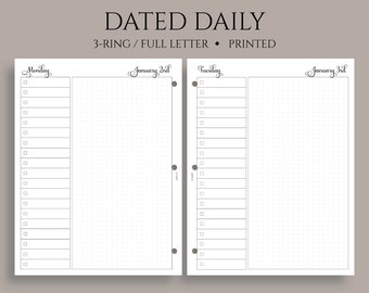 Dated Daily Planner Inserts, To-Do List, Dot Grid Notes Section, DO1P ~ Fits Full Letter Size 3-Ring / 8.5" x 11"