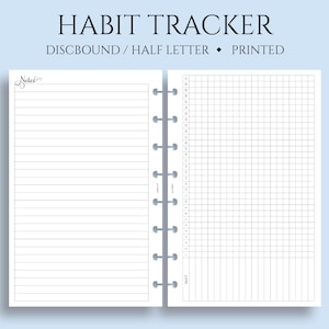 Monthly Habit Tracker Planner Inserts ~ Junior Half Letter Size Discbound / 5.5&quot; x 8.5&quot;