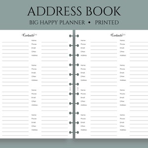 Address Book Inserts, Personal and Business Contacts Pages, Phone Book and Addresses ~ Big Happy Planner / 8.5&quot; x 11&quot;