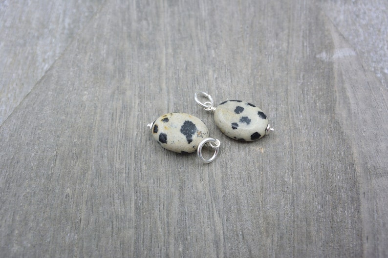 small patterned pendant Dalmatian stone pendant 925 silver oval pendant