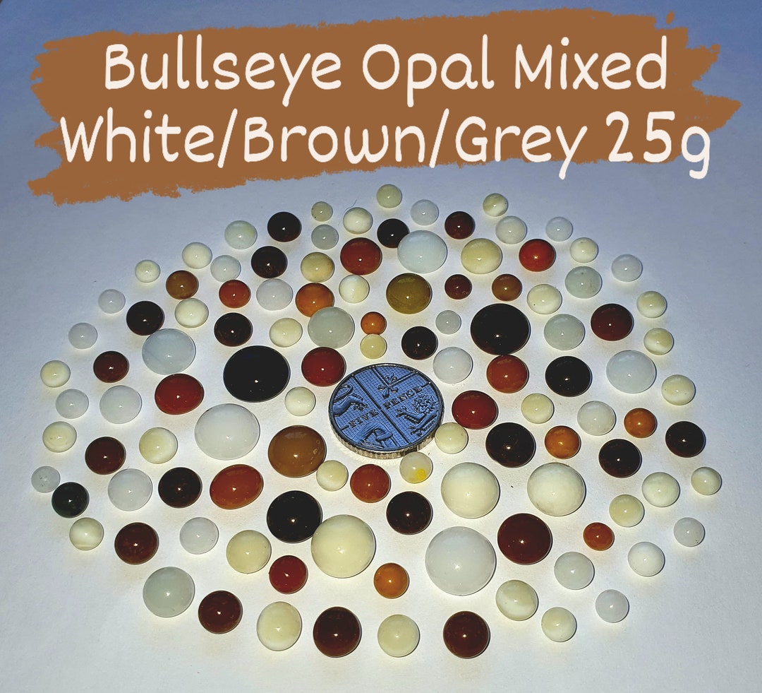 BULLSEYE, Opal, Mixed Whites/browns, Fused Glass Dots, COE90 Compatible