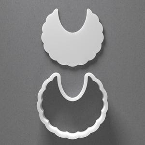 Cortador de galletas con forma de babero para bebé y aretes de arcilla polimérica para baby shower de recién nacido, herramienta de cerámica imagen 1
