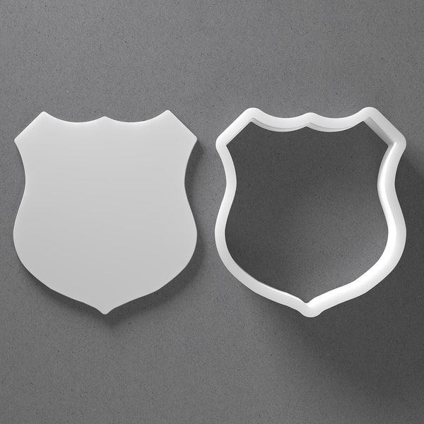 Police Badge Cookie Cutter - From Mini To Large - Shield Polymer Clay Jewelry And Earring Cutter Tool - Mirrored Pair Set