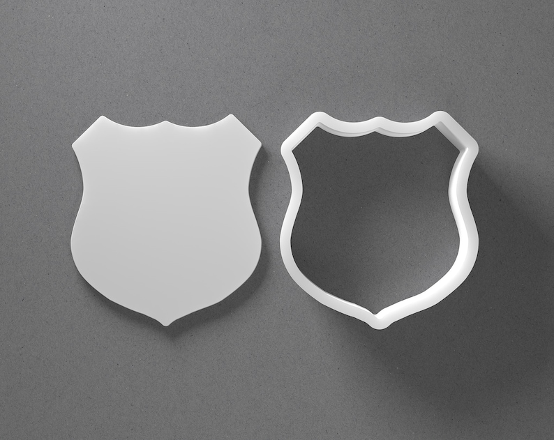 Police Badge Cookie Cutter From Mini To Large Shield Polymer Clay Jewelry And Earring Cutter Tool Mirrored Pair Set image 1