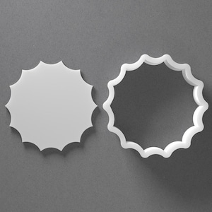Inverse Scalloped Circle Cookie Cutter & Round Polymer Clay Earring, Pottery Tool image 1