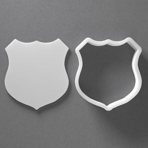 Police Badge Cookie Cutter & Shield Polymer Clay Earring, Pottery Tool image 1