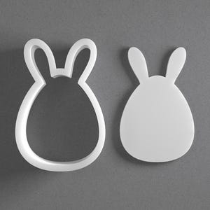 Egg Shaped Easter Bunny Rabbit Cookie Cutter & Polymer Clay Earring, Pottery Tool image 1