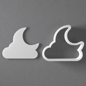 Moon Behind Clouds Cookie Cutter - From Mini To Large - Moon And Clouds Polymer Clay Jewelry And Earring Cutter Tool - Mirrored Pair Set