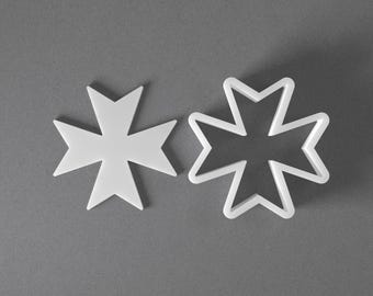Maltese Cross Cookie Cutter & Polymer Clay Earring, Pottery Tool