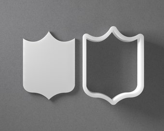 Banner Shield Cookie Cutter - From Mini To Large - Badge Polymer Clay Jewelry And Earring Cutter Tool - Mirrored Pair Set