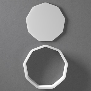 Cortador de galletas con forma de nonágono redondeado y pendiente de arcilla polimérica con forma de polígono redondo, herramienta de cerámica