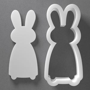 Tall Easter Bunny Cookie Cutter & Rabbit Standing Polymer Clay Earring, Pottery Tool