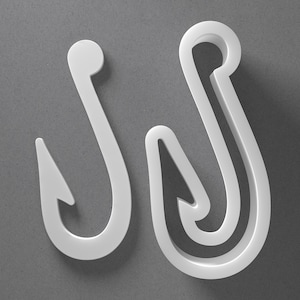 Fishing Hook Cookie Cutter - From Mini To Large - Fisherman Gift Polymer Clay Jewelry And Earring Cutter Tool - Mirrored Pair Set