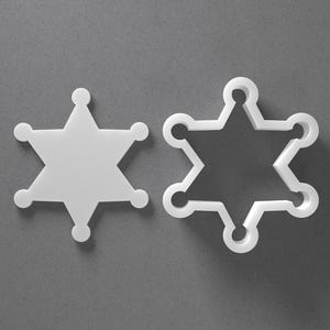 Sheriff's Badge Star Cookie Cutter & Polymer Clay Earring, Pottery Tool image 1