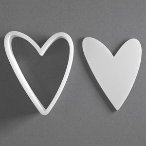 Skinny Whimsical Heart Cookie Cutter & Polymer Clay Earring, Pottery Tool