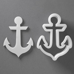 Anchor Cookie Cutter - From Mini To Large - Polymer Clay Jewelry And Earring Cutter Tool - Mirrored Pair Set