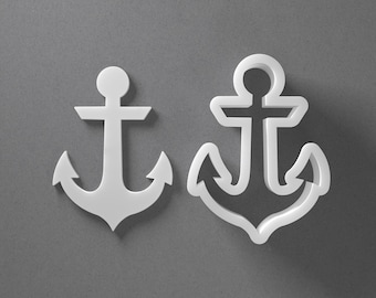 Anchor Cookie Cutter - From Mini To Large - Polymer Clay Jewelry And Earring Cutter Tool - Mirrored Pair Set