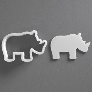 Rhino Cookie Cutter & Rhinoceros Animal Polymer Clay Earring, Pottery Tool image 1