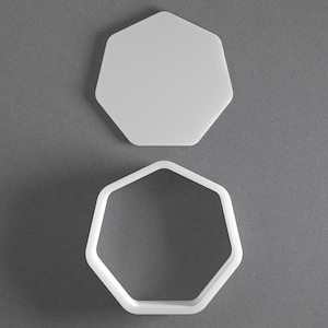 Rounded Heptagon Cookie Cutter & Round Polygon Polymer Clay Earring, Pottery Tool image 1