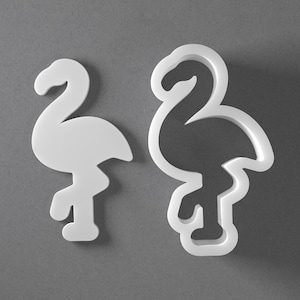 Flamingo Cookie Cutter - From Mini To Large - Bird Polymer Clay Jewelry And Earring Cutter Tool - Mirrored Pair Set