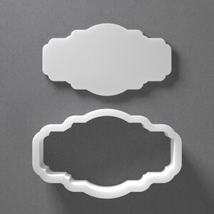 Banner Plaque Cookie Cutter & Ornament Frame Polymer Clay Earring, Pottery Tool image 1